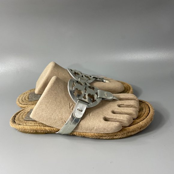 Tory Burch Silver Miller Espadrille Sandals - Picture 2 of 12